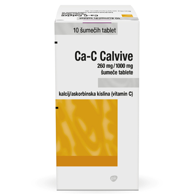 Ca-C Calvive 260 mg/1000 mg šumeče tablete, 10 tablet