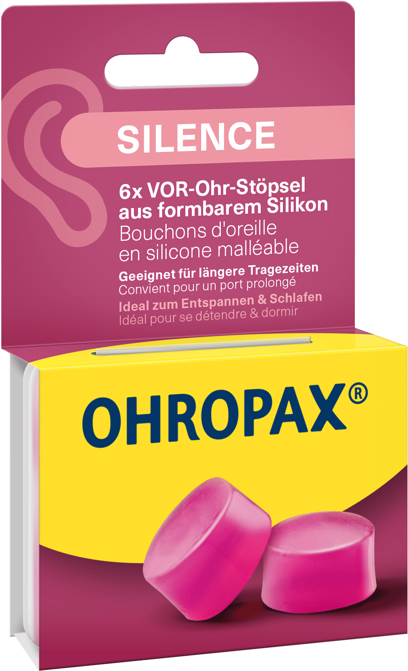 Ohropax Silence, silikonski čepki za ušesa, 6 čepkov